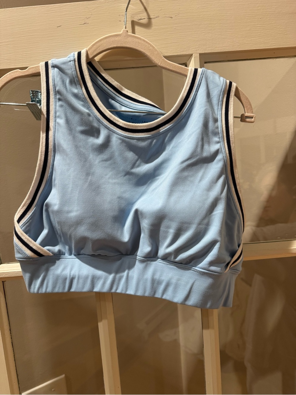 Sincerly Jules Light Blue Rib-Trim Athletic Tank